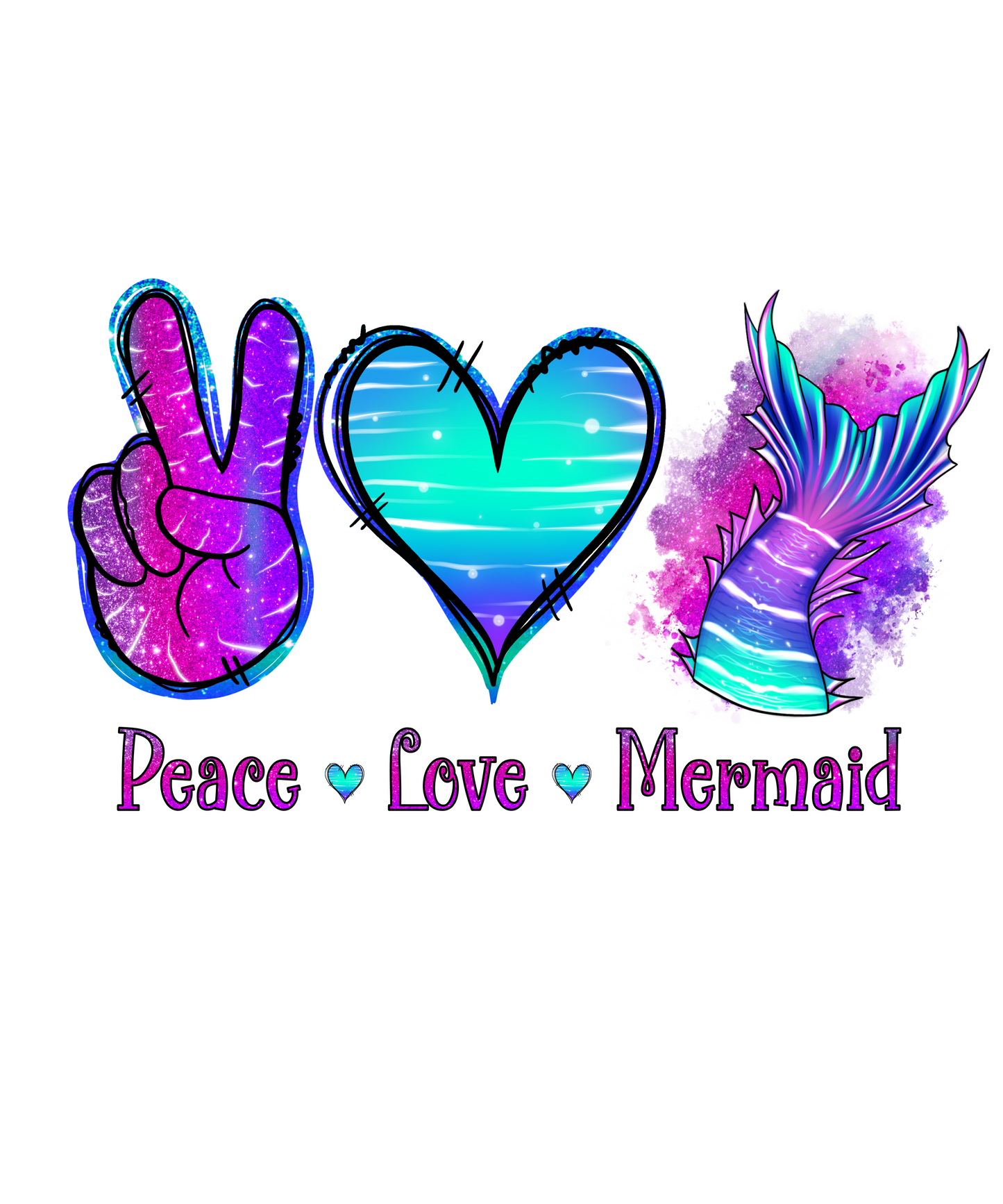 Cute Girls Tee Logo-Peace Love Mermaid