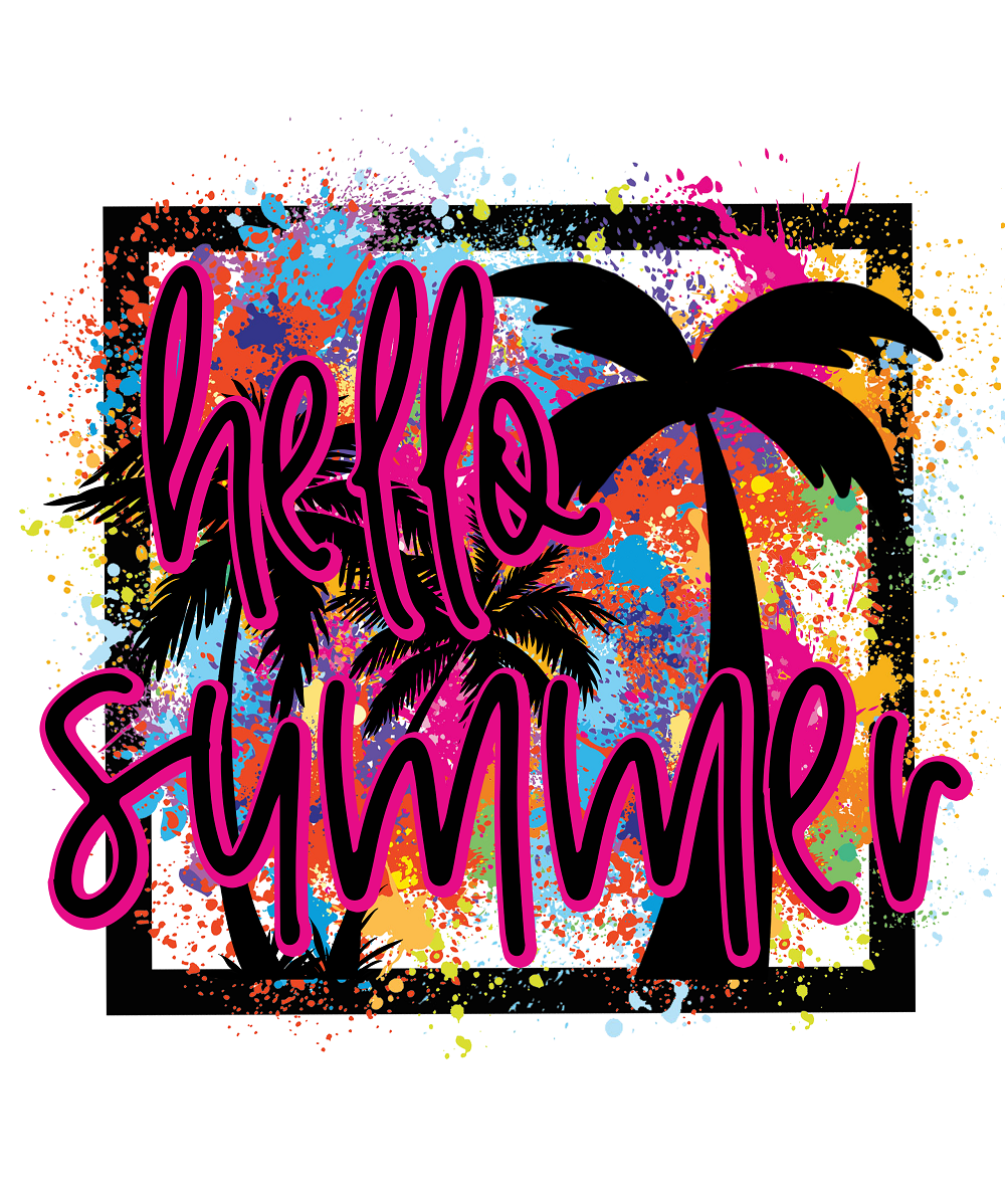 Customized Girl Tshirt Heat Transfer Logo-Hello Summer