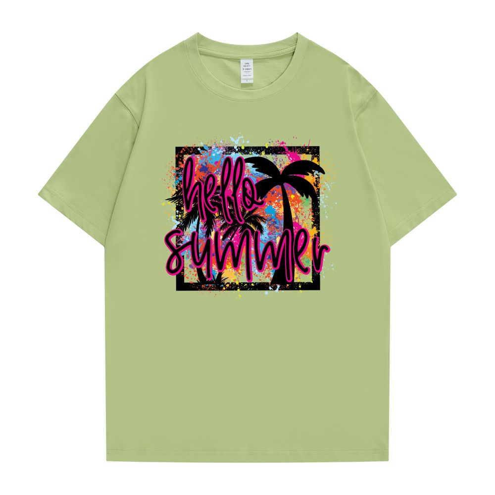 Customized Girl Tshirt Heat Transfer Logo-Hello Summer