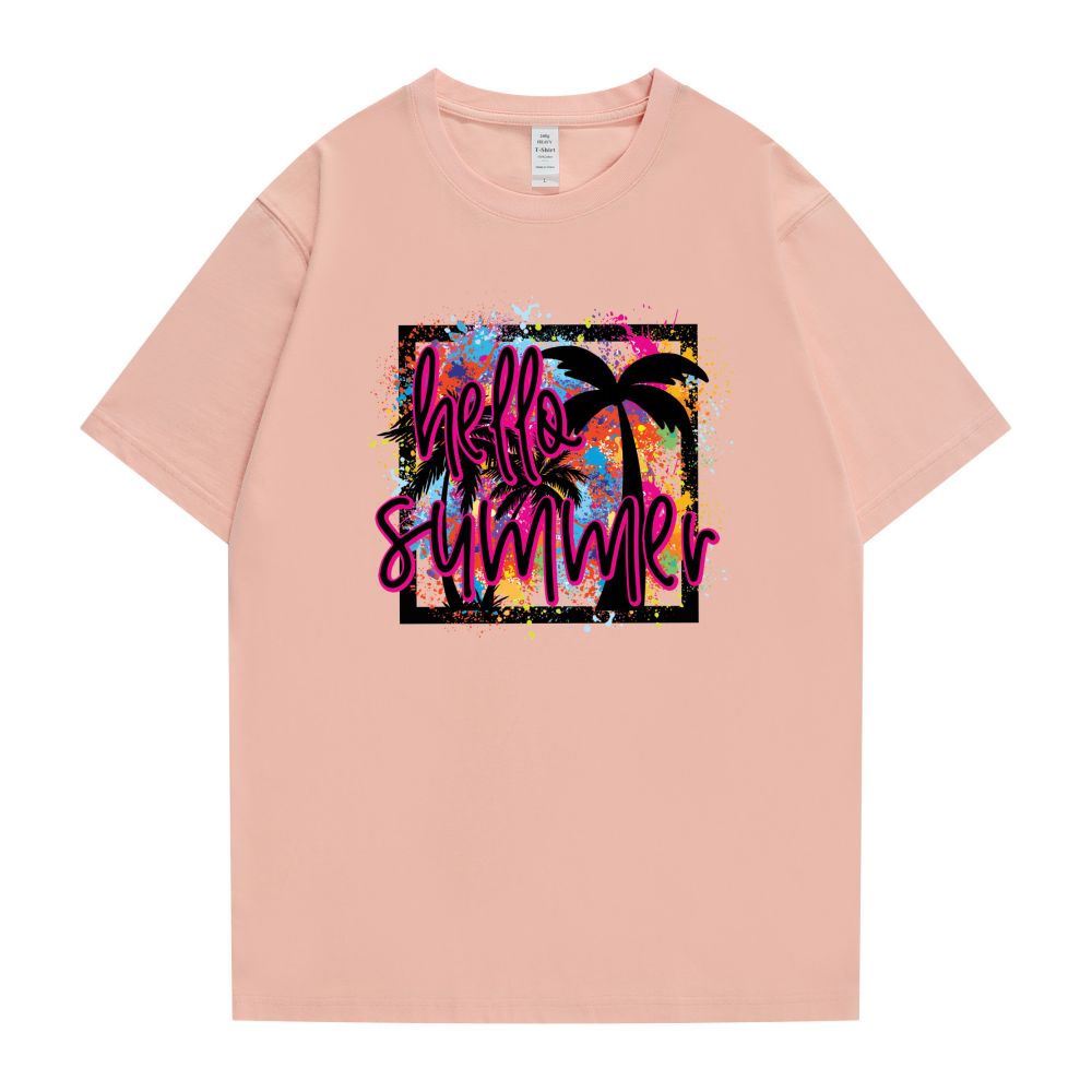 Customized Girl Tshirt Heat Transfer Logo-Hello Summer