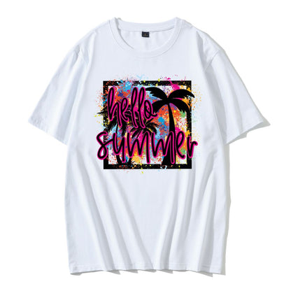 Customized Girl Tshirt Heat Transfer Logo-Hello Summer