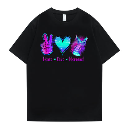 Cute Girls Tee Logo-Peace Love Mermaid