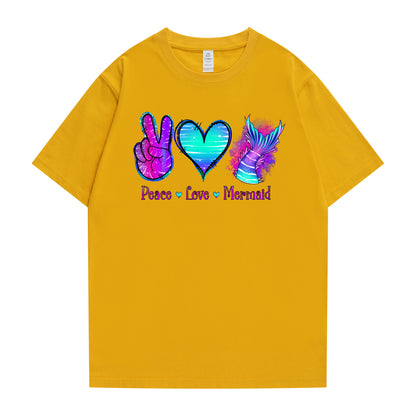 Cute Girls Tee Logo-Peace Love Mermaid