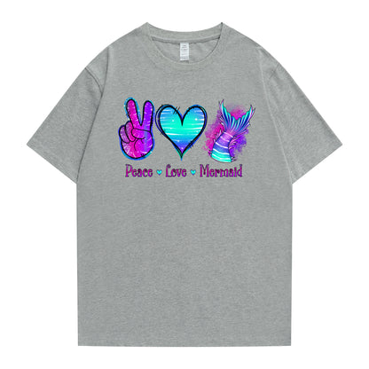 Cute Girls Tee Logo-Peace Love Mermaid