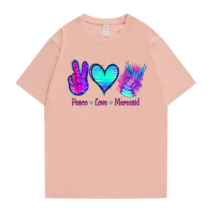 Cute Girls Tee Logo-Peace Love Mermaid